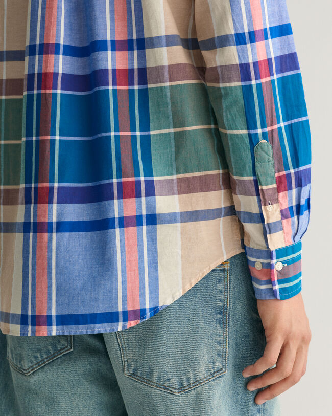 Regular Fit Indigo Madras Hemd