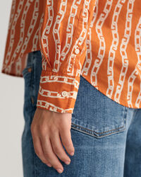 Regular Fit Chain Print Bluse aus Baumwoll-Voile