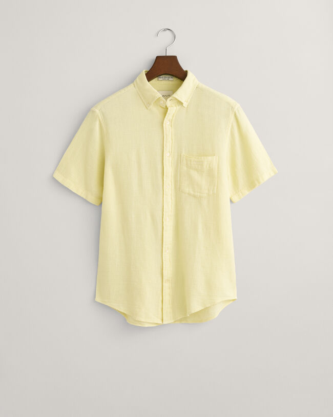 Regular Fit Baumwoll Leinen Kurzarmhemd mit Struktur