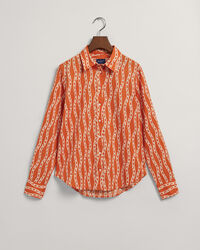 Regular Fit Chain Print Bluse aus Baumwoll-Voile