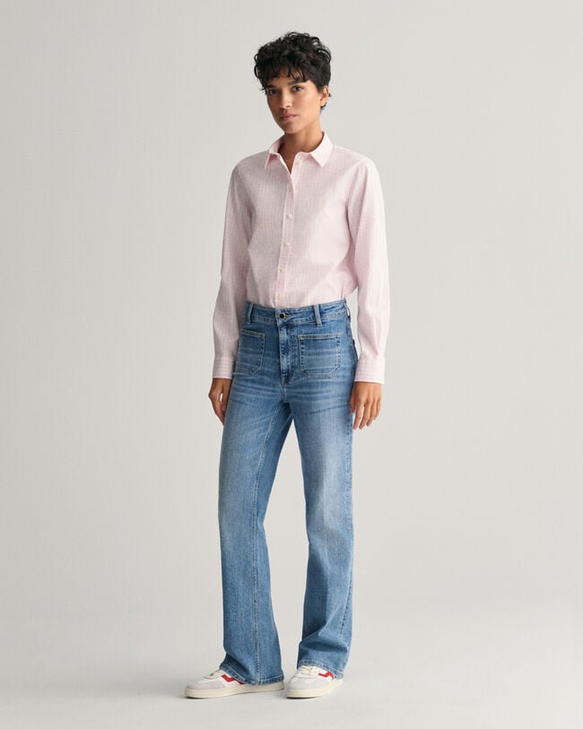 Regular Fit Popeline Bluse mit Vichy-Karo