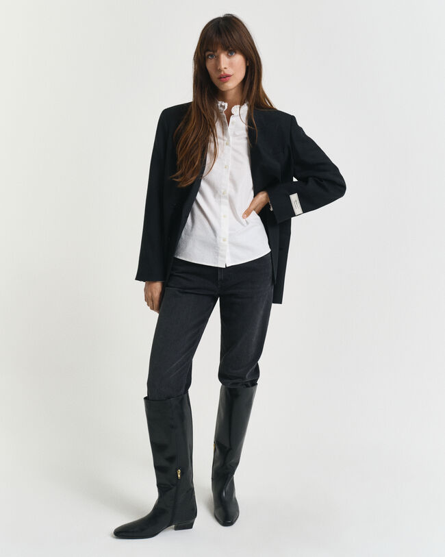 Klassische Oxford-Bluse mit Rüschen