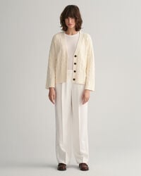 V-Neck Strickjacke mit Fischgr&auml;tmuster