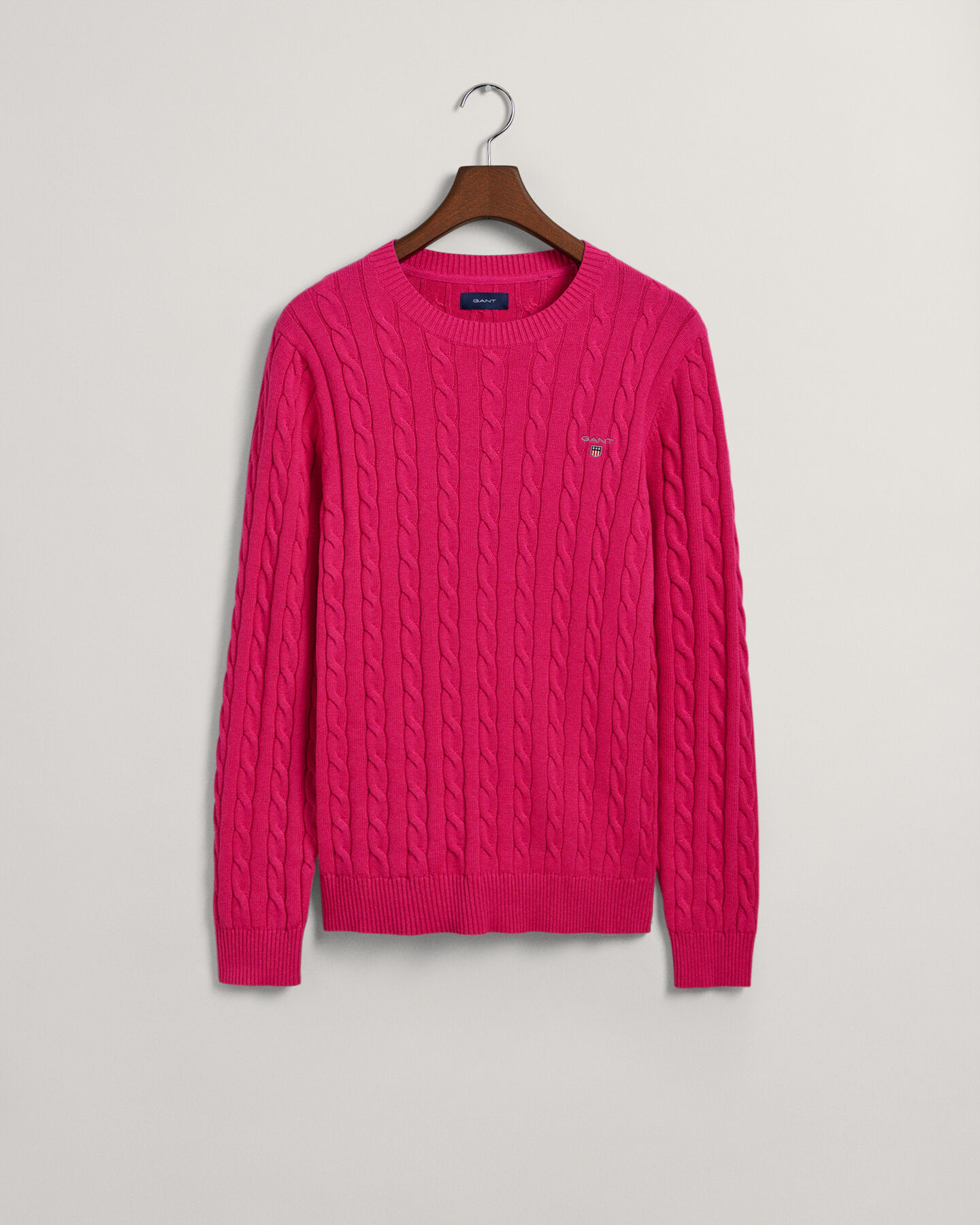 Zopfstrick Rundhalspullover aus Baumwolle