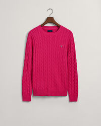 Zopfstrick Rundhalspullover aus Baumwolle