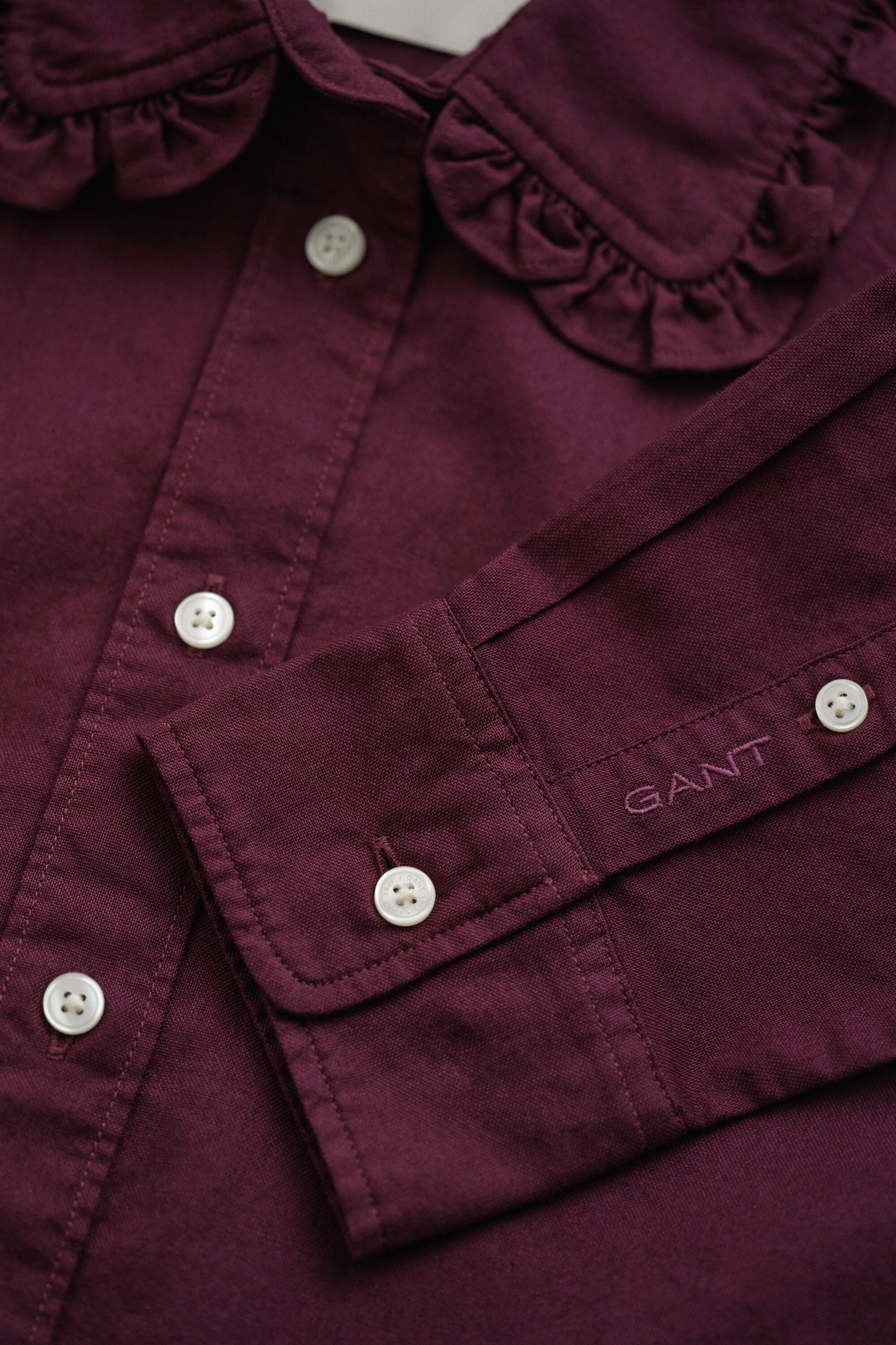 Classic Oxford-Bluse mit Rüschen