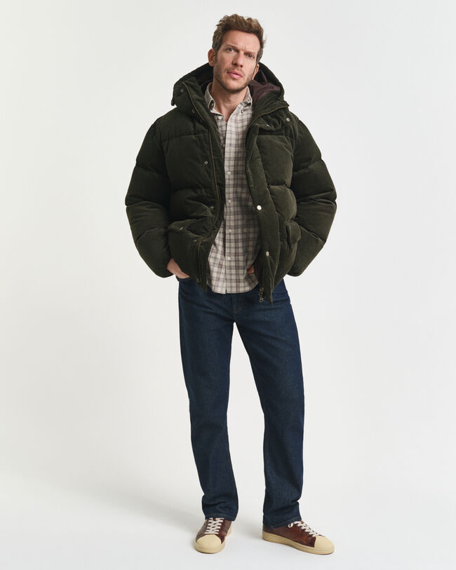 Regular Fit Cordhemd mit Karomuster