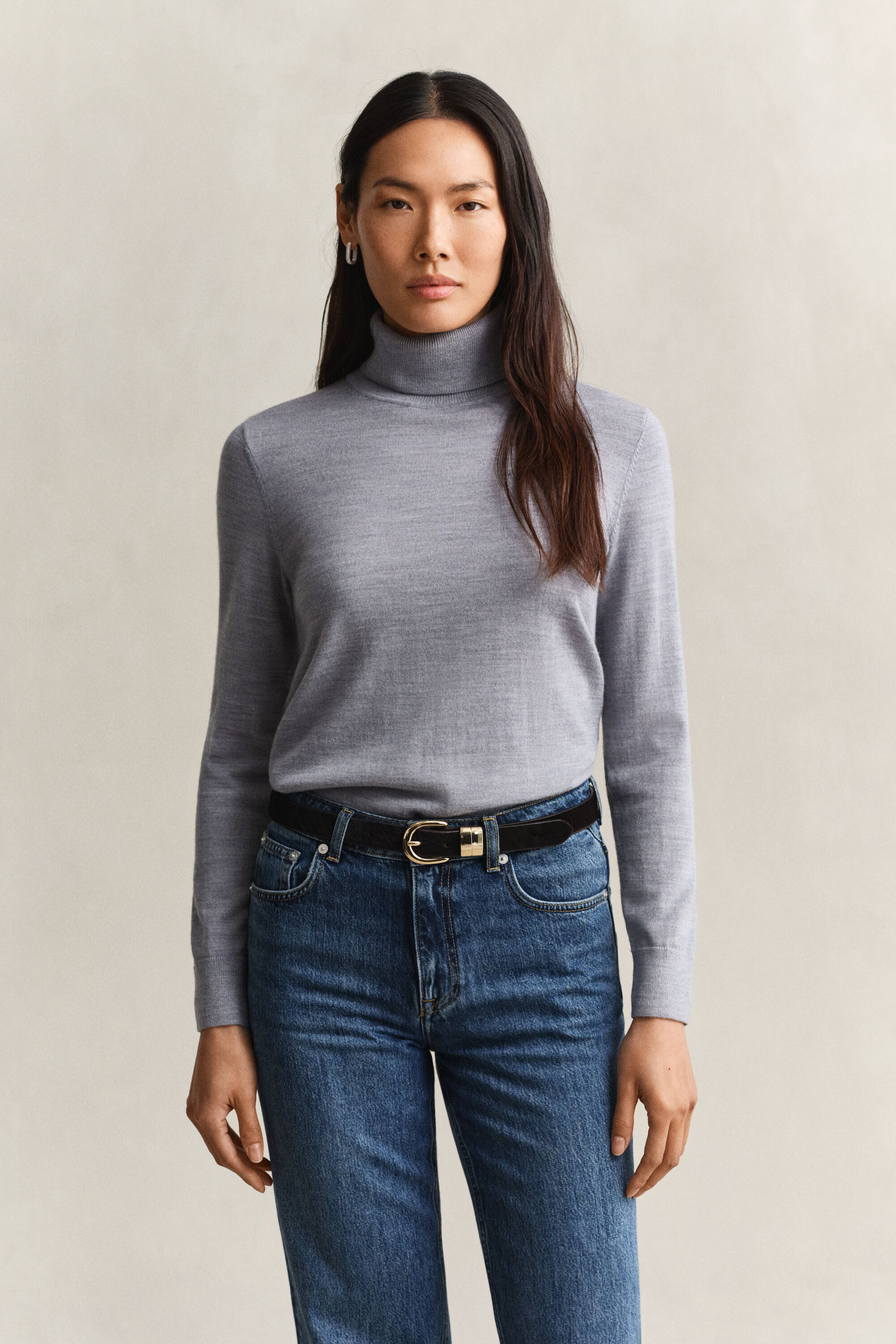 Rollkragenpullover aus extrafeiner Merinowolle
