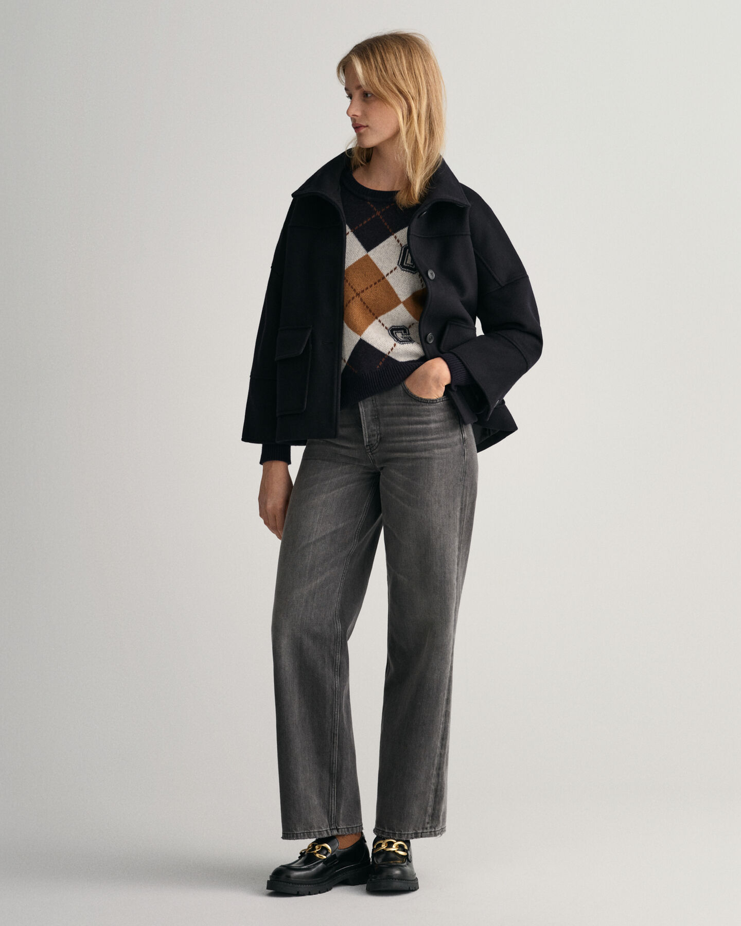 Cropped Jacke aus Wollmischung