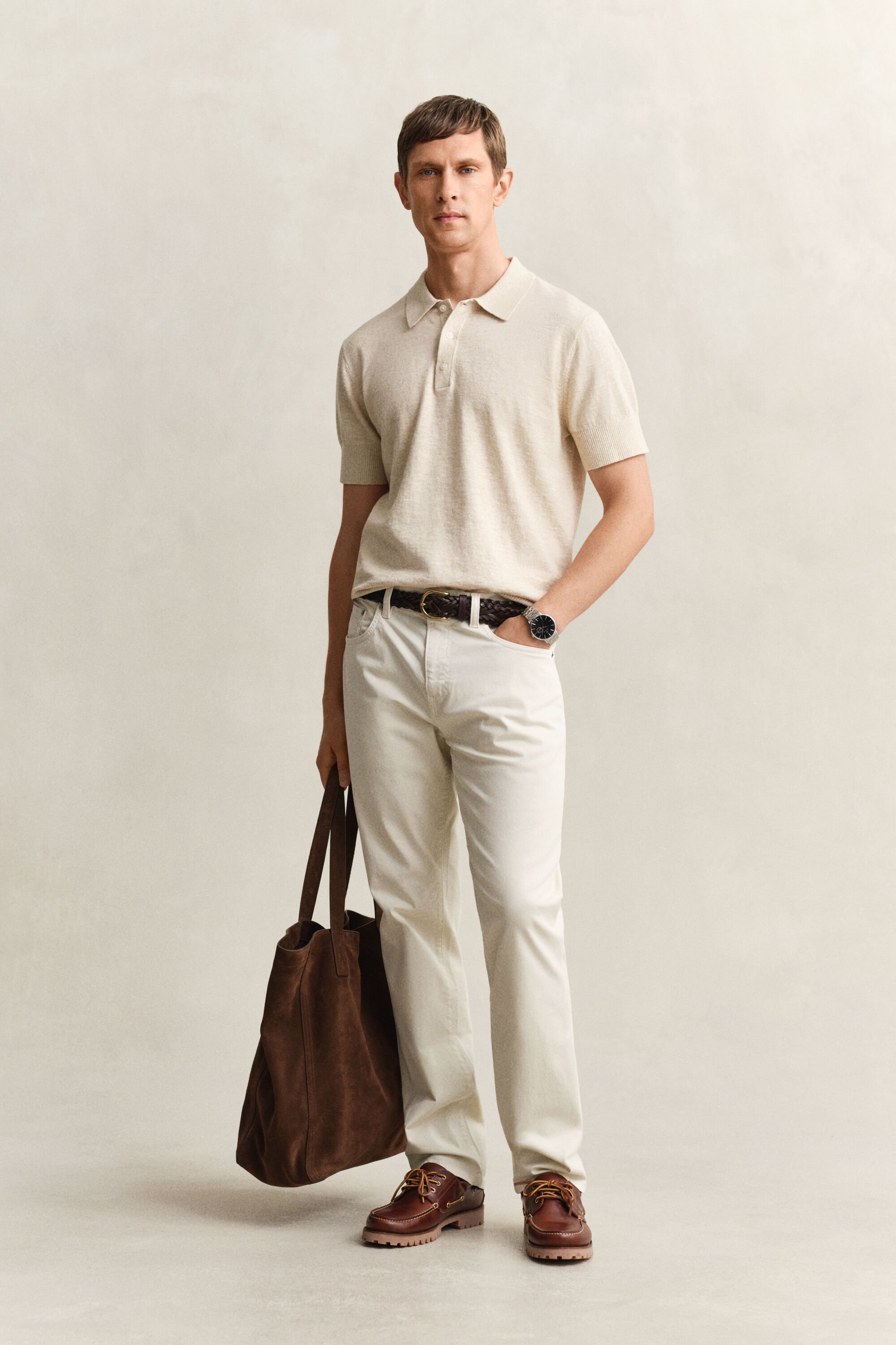 Kurzarm-Polopullover aus Baumwollmix-Flammgarn