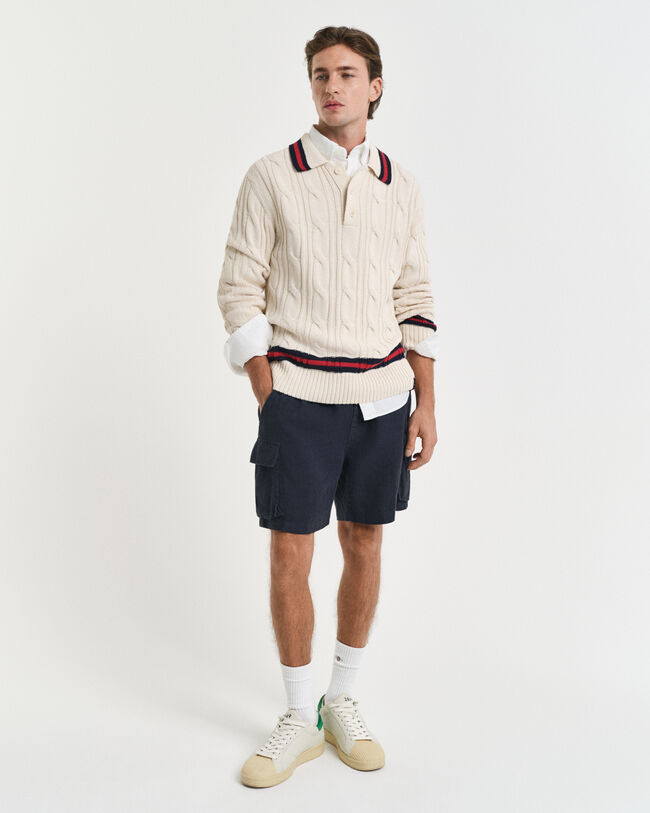 Zopfstrick Polopullover
