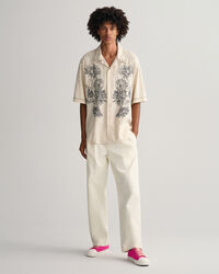 Oversized Kurzarmhemd mit Stickerei