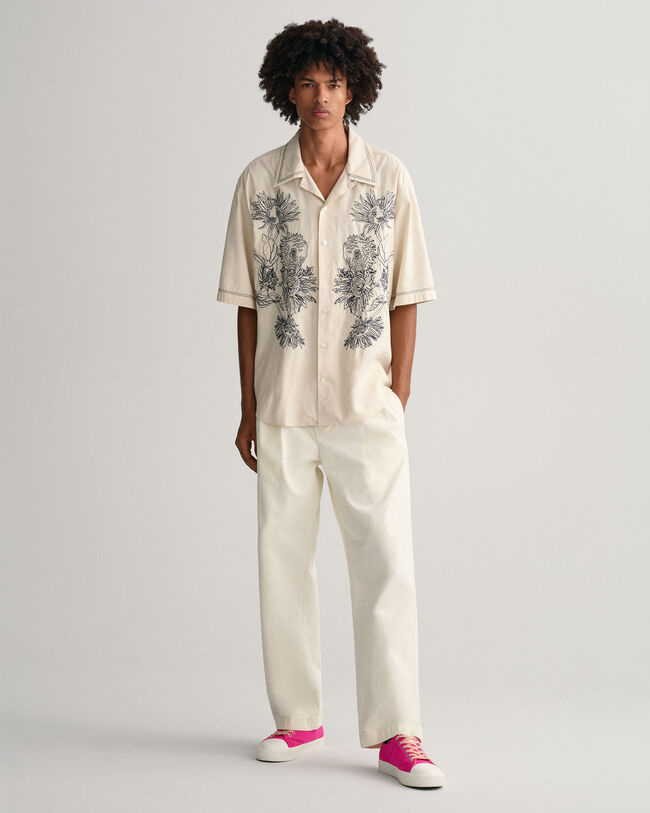 Oversized Kurzarmhemd mit Stickerei