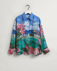 Scenery Print Seidenbluse