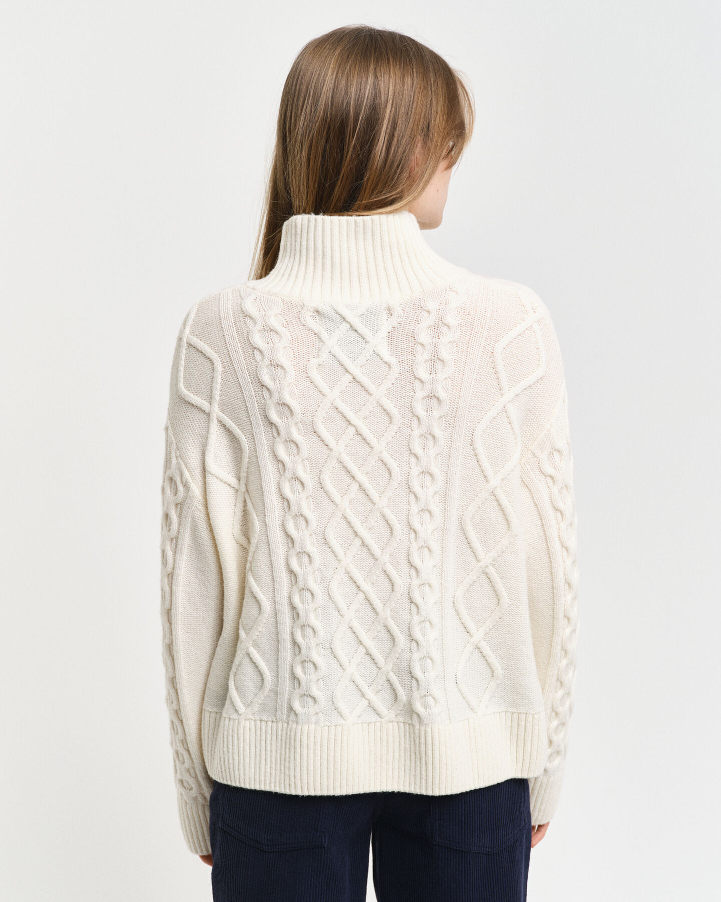 Zopfstrick Pullover mit Stehkragen