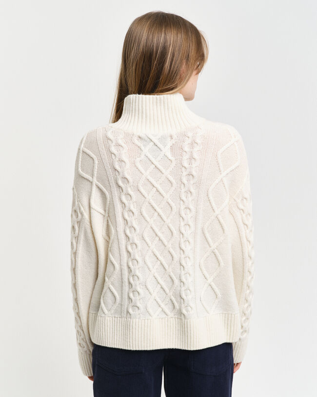 Zopfstrick Pullover mit Stehkragen