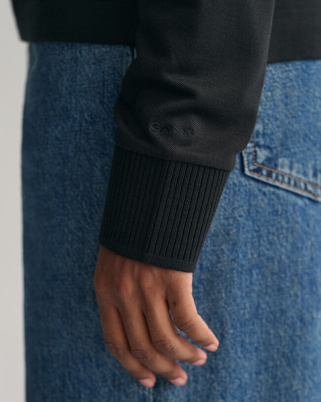 Verziertes Langarm-Poloshirt mit Kragen