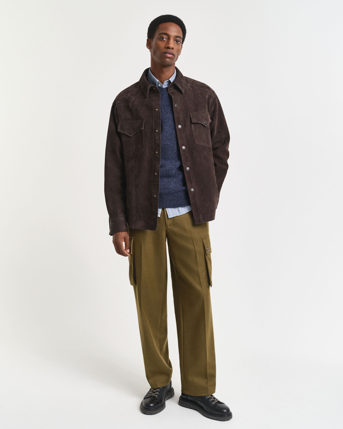 Mouliné Rundhalspullover aus Wollmix