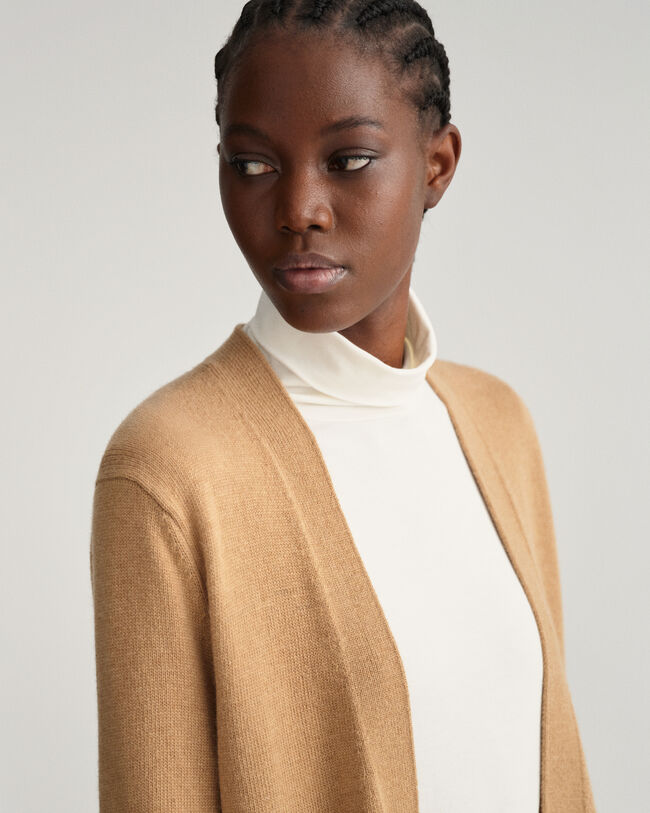 Lange Wollstrickjacke