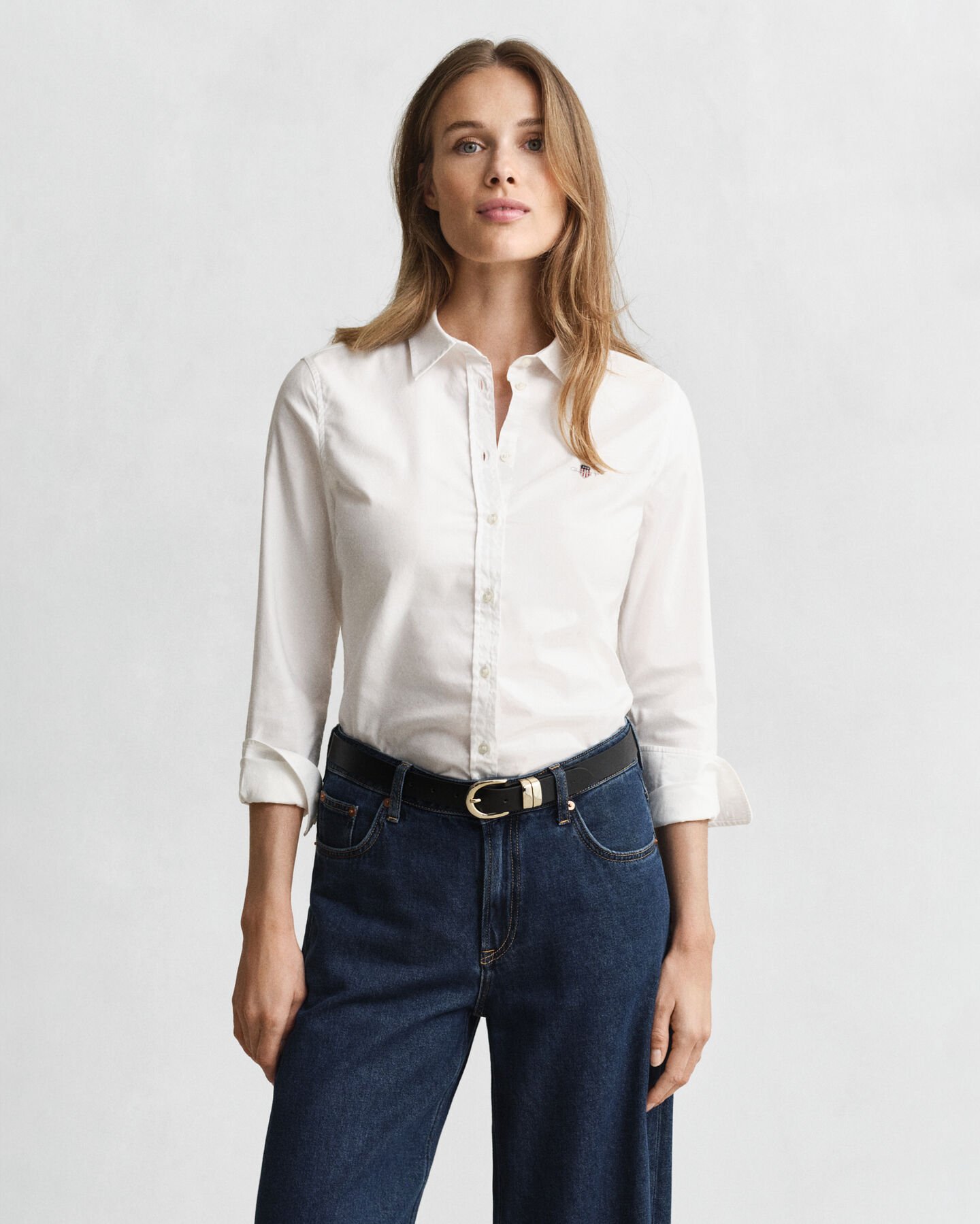 Slim Fit Oxford-Bluse mit Stretch