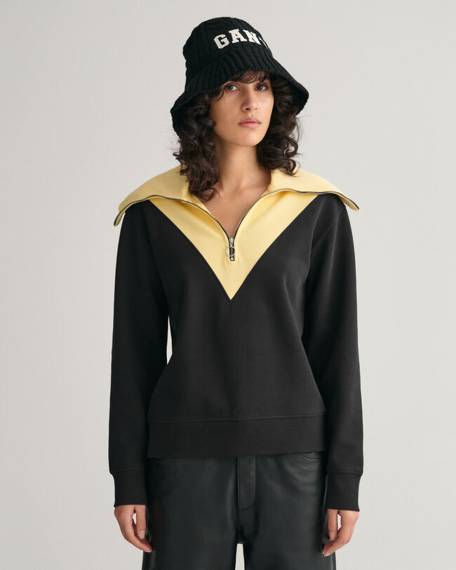 Sweatshirt mit halblangem Rei&szlig;verschluss im Blockfarbendesign