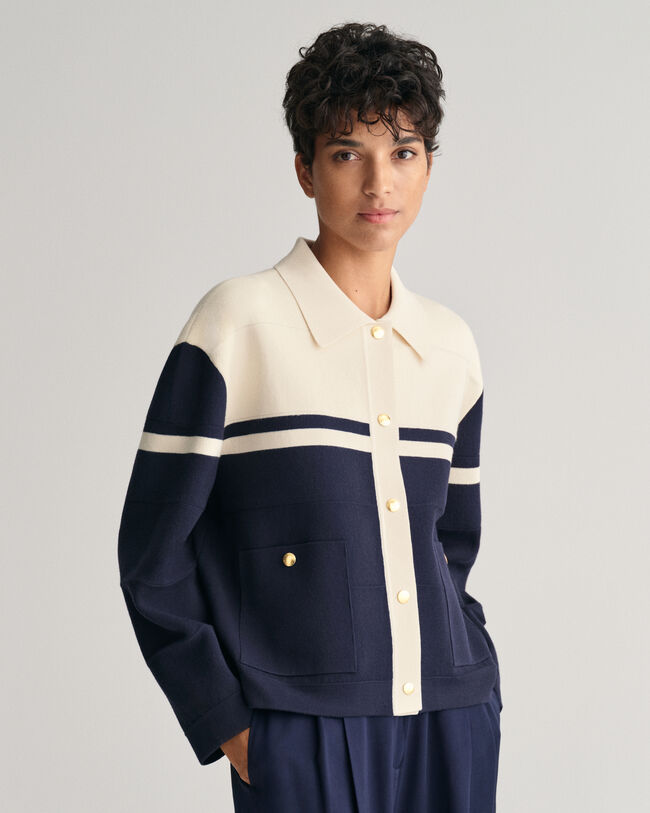 Color Blocked Strickjacke