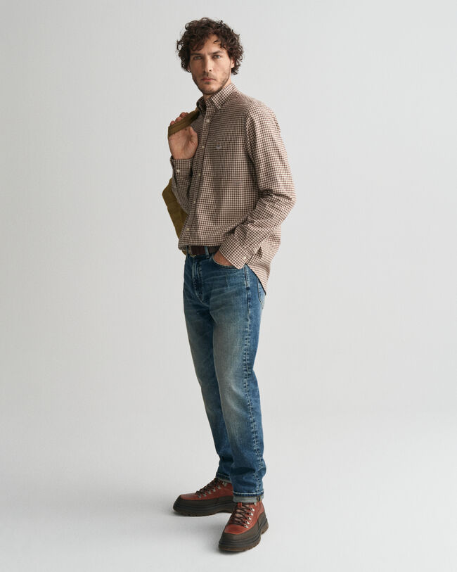 Regular Fit Flanell Hemd mit Mini-Karomuster