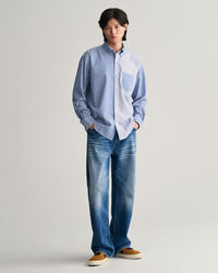 Relaxed Fit Dragon Crest Popeline Hemd