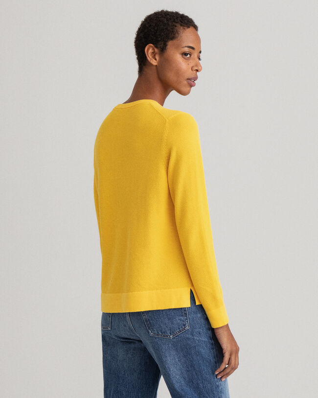 Rundhalspullover aus Baumwoll-Piqu&eacute;