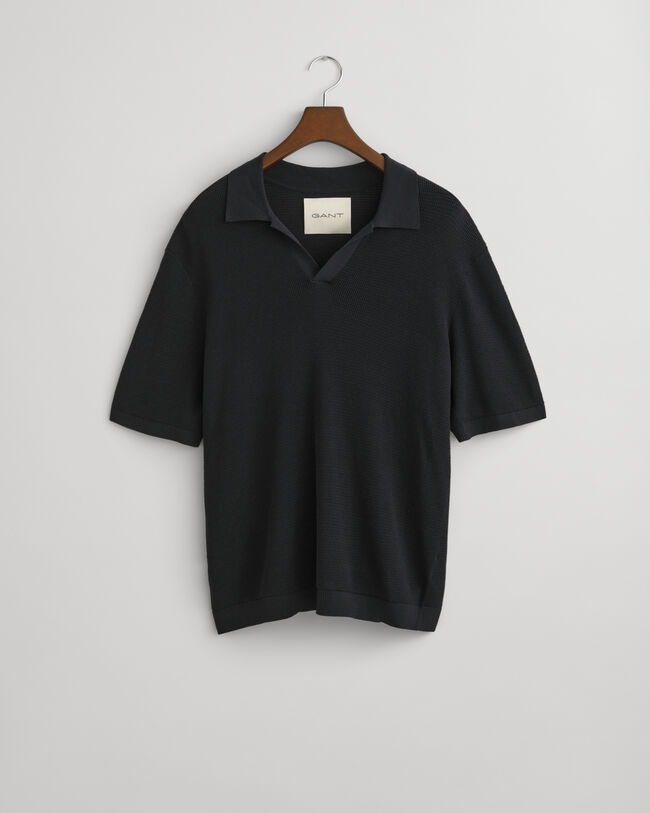 Polopullover mit offenmaschiger Struktur