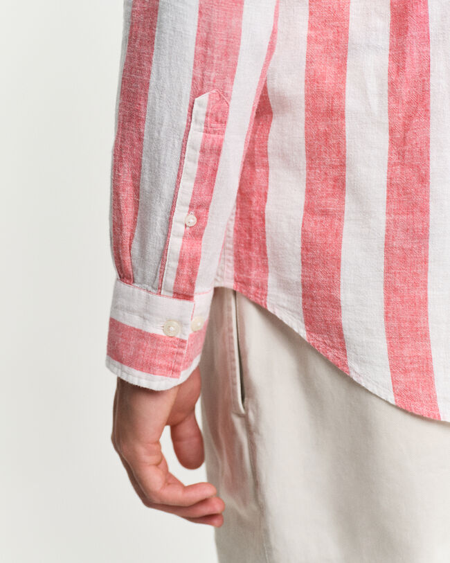 Regular Fit Hemd aus Baumwolle und Leinen mit Streifen