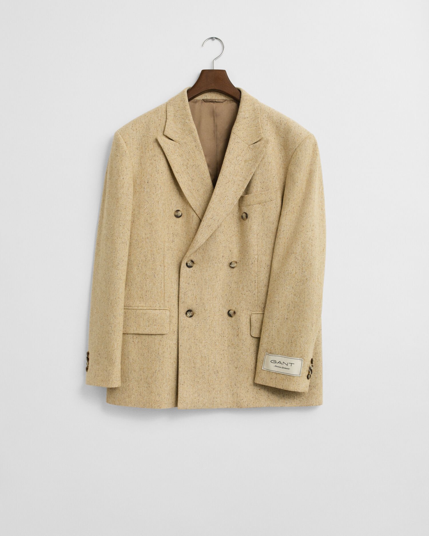 Relaxed Fit Herringbone Anzugsakko mit Noppenstruktur