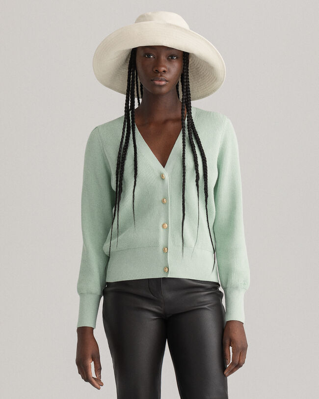 Gerippte Baumwollstrickjacke