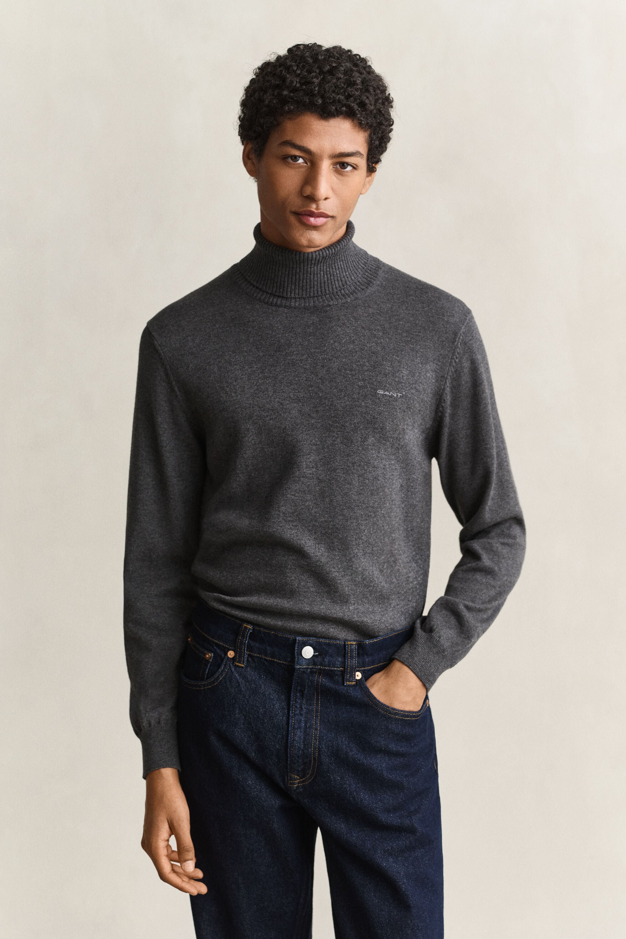 Rollkragenpullover aus Wolle und Baumwolle