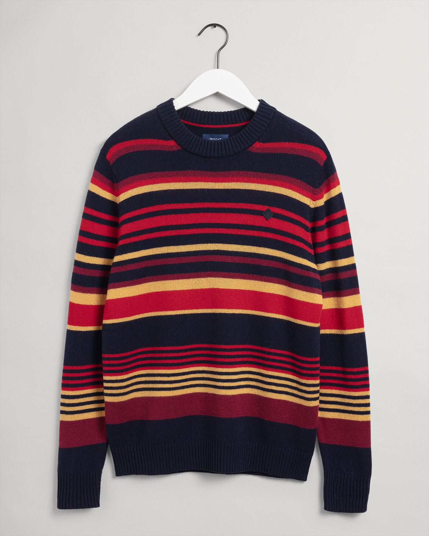 Geelong Woll Rundhalspullover mit Streifen