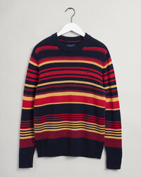Geelong Woll Rundhalspullover mit Streifen