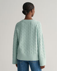 V-Neck Pullover mit Fischgr&auml;tmuster