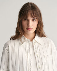 Gestreifte Relaxed Fit Luxury Oxford Kurzarmbluse