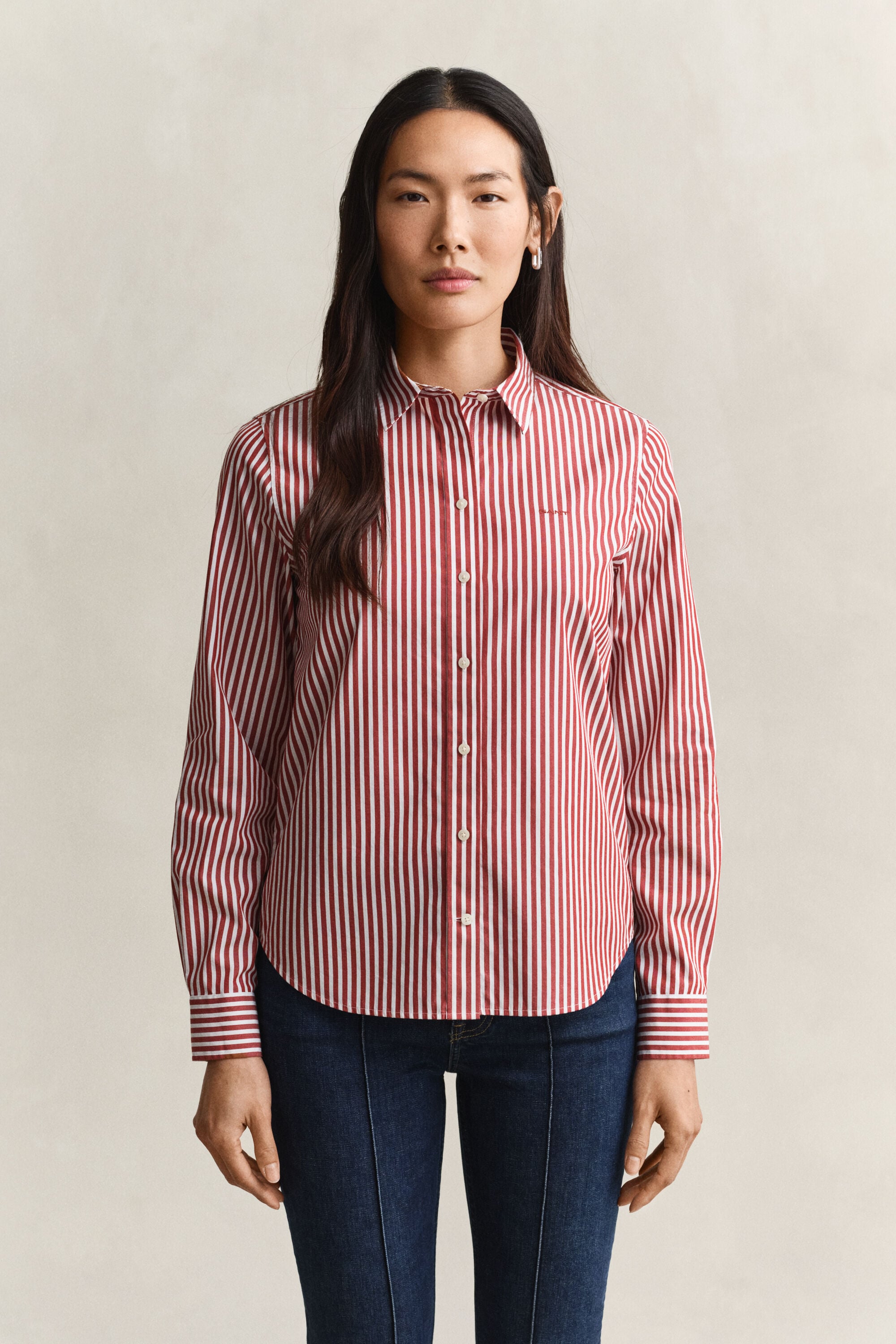 Regular Fit Classic Popeline-Bluse mit Streifen