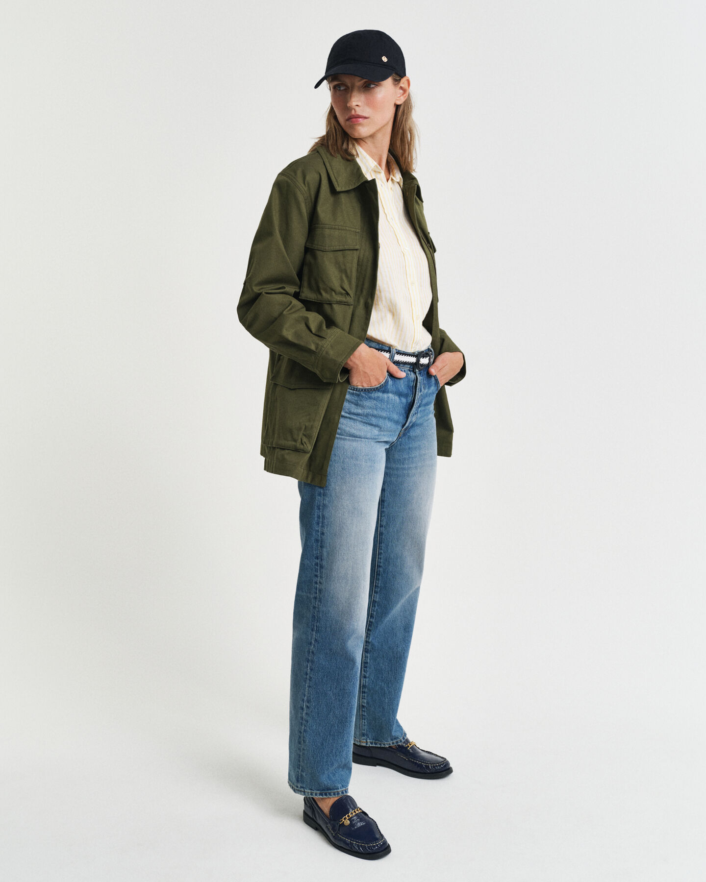 Regular Fit Leinenbluse mit Streifen