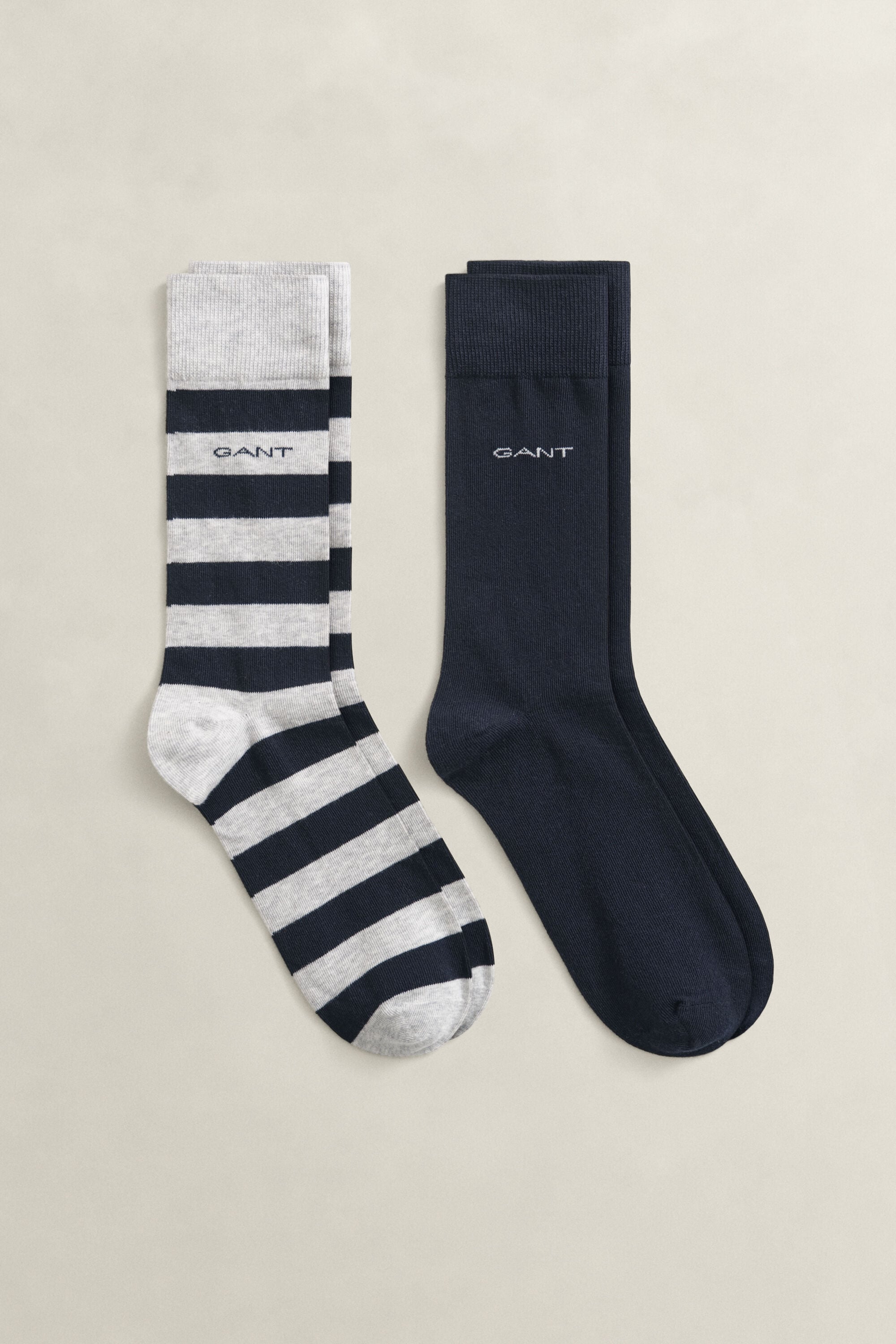 2er-Pack Socken Blockstreifen & Einfarbig