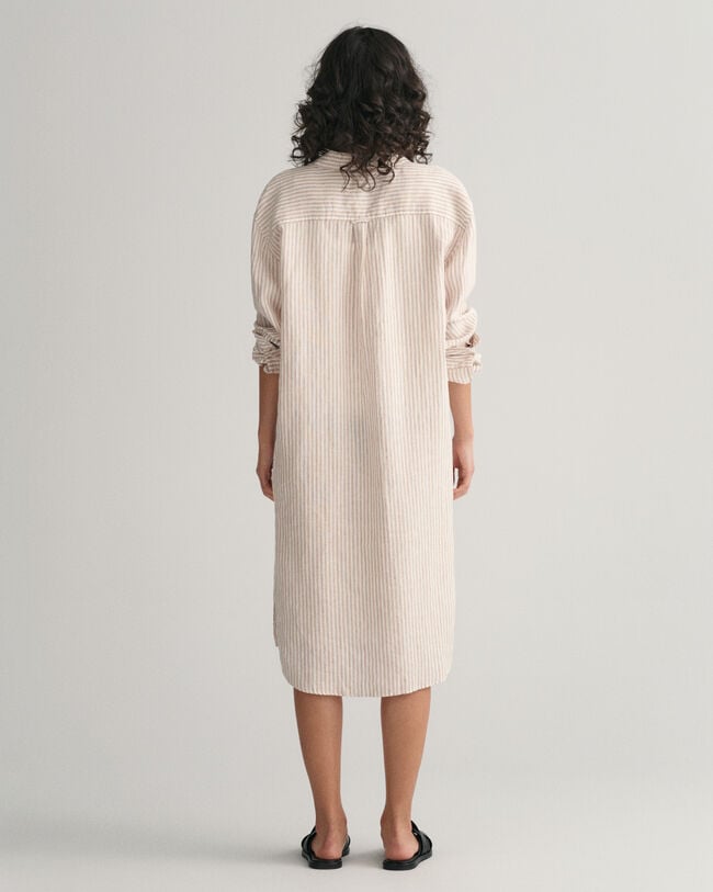 Leinen Hemdblusenkleid mit Streifen