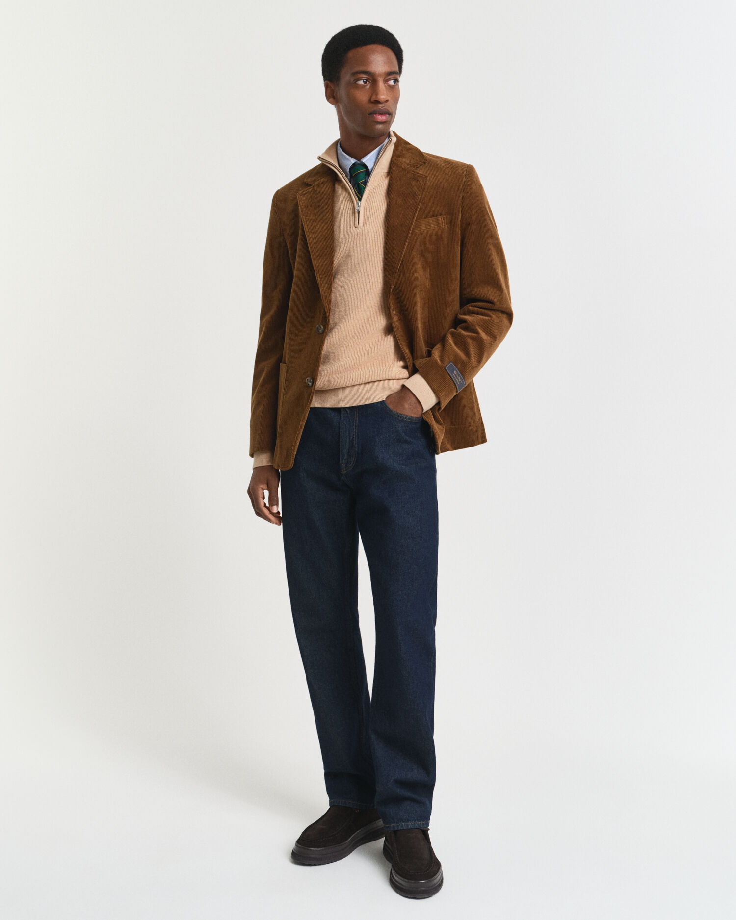 Gerippter Troyer aus Baumwoll-Merinowoll-Gemisch