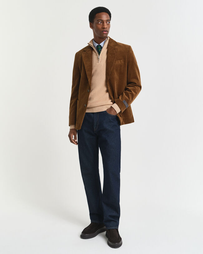 Gerippter Troyer aus Baumwoll-Merinowoll-Gemisch