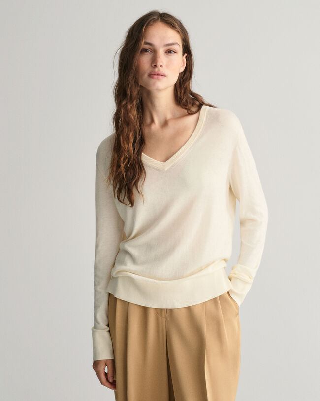 Feinstrick V-Neck Pullover