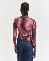 Geripptes Langarm-T-Shirt mit Streifen