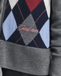 Argyle V-Neck Strickjacke