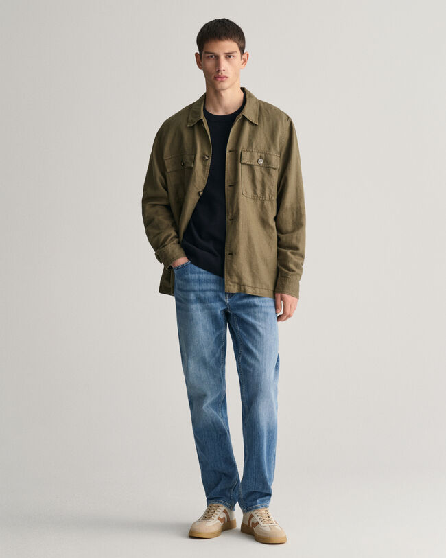 Rundhalspullover aus strukturierter Baumwolle