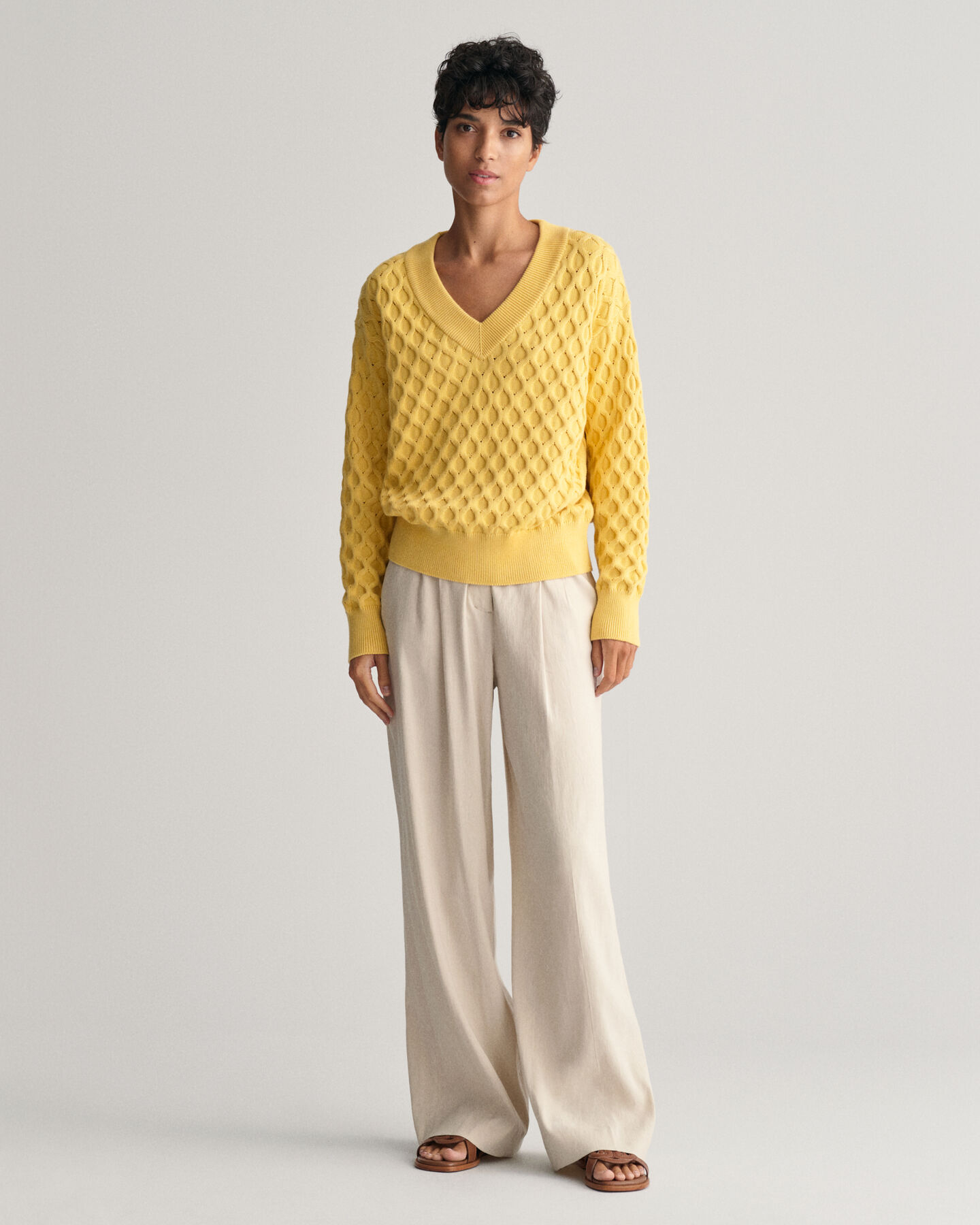 Strukturstrick V-Neck Pullover