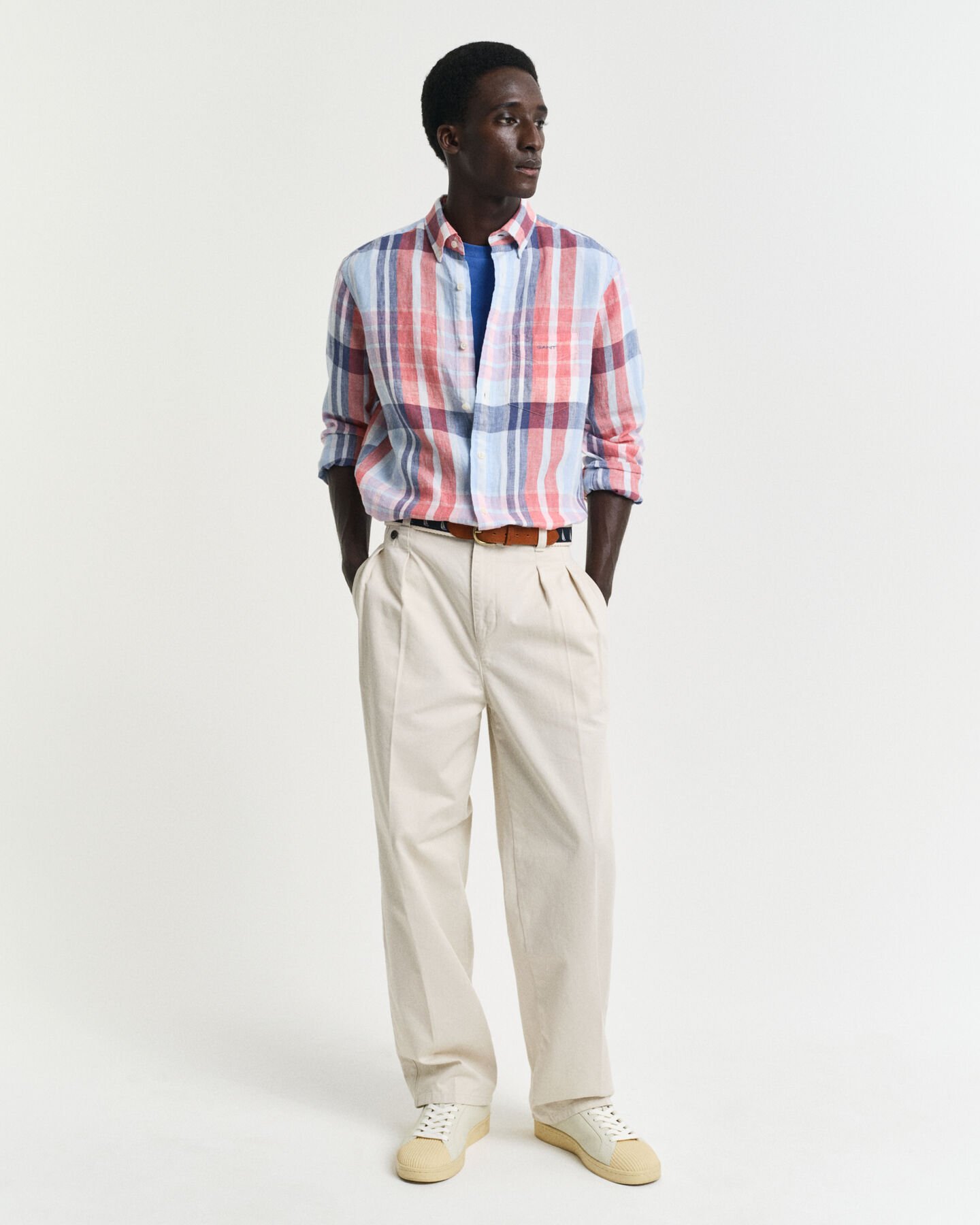 Regular Fit Madras Leinen Hemd